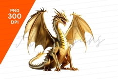 Golden Dragon With Wings Clipart Png Product Image 1