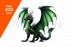Majestic Green Dragon Isolated On White Background Product Image 1