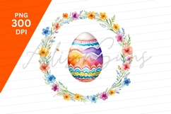 Easter Egg Watercolor Floral Wreath Clipart Product Image 1