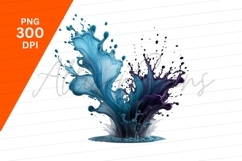 Abstract Blue And Purple Paint Splash Isolated PNG Product Image 1