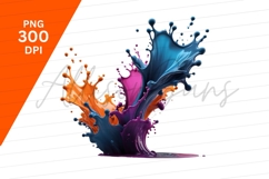 Colorful Paint Splash With Clipart Png Element Product Image 1