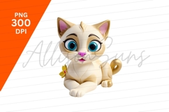 Cute Cartoon Cat With Yellow Flower Clipart Png Product Image 1