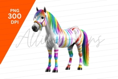 Colorful Striped Horse Clipart Png Illustration Product Image 1