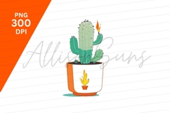 Whimsical Cactus With Candle Flame Clipart Png Product Image 1