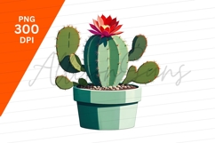 Cartoon Cactus With Flower In A Pot Clipart Product Image 1