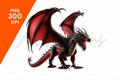 Majestic Red And Black Dragon Illustration Product Image 1