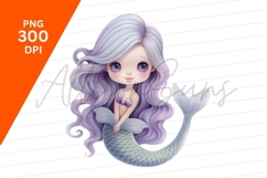 Cute Lilac Mermaid Clipart Png Isolated Product Image 1