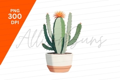 Cactus Plant With Flower In Pot Clipart Png Product Image 1