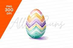 Watercolor Easter Egg With Chevron Pattern Clipart Png Product Image 1