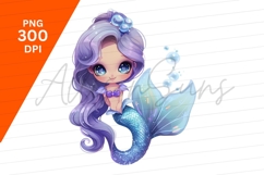 Cute Mermaid With Purple Hair Clipart Product Image 1