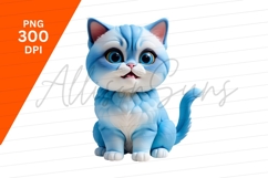 Blue Cat Cartoon Adorable Animal Clipart Png Product Image 1