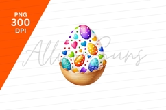 Easter Egg Clipart With Hearts And Dots Png Product Image 1