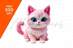 Cute Pink Cartoon Cat Clipart Png Product Image 1