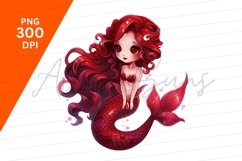 Red Haired Mermaid Clipart Png On White Background