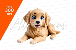 Cartoon Golden Retriever Puppy Lying Down Clipart Png