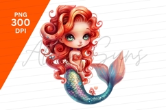 Cartoon Mermaid With Little Fish Clipart Png