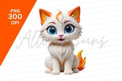 Cute Cartoon Cat With Flame Tail Clipart Png