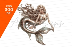 Elegant Silver Mermaid Clipart Png Product Image 1