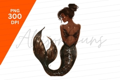 Beautiful Dark Skinned Mermaid Clipart Png Design Product Image 1