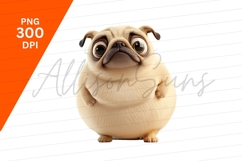 Cute Cartoon Pug Dog Illustration Clipart Png Product Image 1