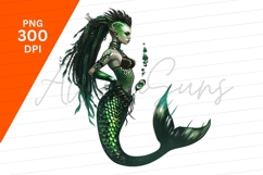 Elegant Green Mermaid Illustration Clipart Png Product Image 1