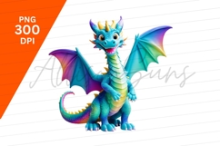 Cute Colorful Dragon Cartoon Character Clipart Png Product Image 1