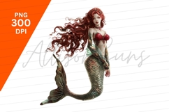 Red Haired Mermaid Fantasy Creature Illustration Clipart Png Product Image 1