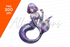 Lilac Mermaid With Shimmering Scales Clipart Png Product Image 1
