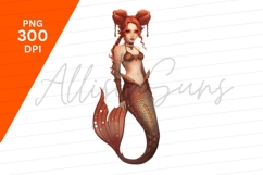Red Haired Mermaid Woman Clipart Png Product Image 1