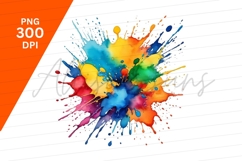 Vibrant Watercolor Paint Splatter Clipart Png Product Image 1