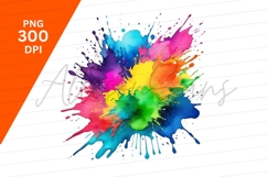 Colorful Watercolor Paint Splatter Illustration Clipart Png Product Image 1
