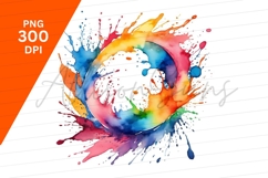 Watercolor Rainbow Circle Splatter Clipart Png