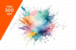 Watercolor Paint Splash Colorful Artistic Abstract Clipart