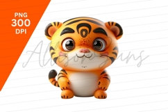 Cute Cartoon Tiger Character Illustration Clipart Png Product Image 1