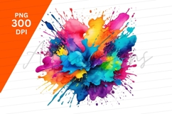 Vibrant Watercolor Paint Splash On White Background Clipart Product Image 1