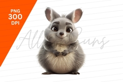 Adorable Grey Quokka Cartoon Character Clipart Png Product Image 1