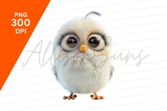 Cute Fluffy White Bird Character Clipart Png Product Image 1