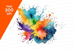 Vibrant Watercolor Splatter Clipart Png Graphic Product Image 1