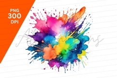 Watercolor Splash Of Vibrant Colors Clipart Png Product Image 1