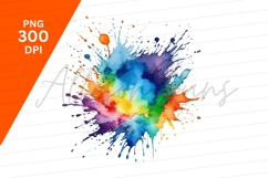 Colorful Watercolor Paint Splash Clipart Png Product Image 1