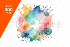 Watercolor Splatter With Vibrant Pastel Colors Clipart Png Product Image 1