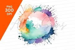 Watercolor Splatter Circle Clipart Png Image Product Image 1