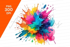 Colorful Watercolor Paint Splash Clipart Png Product Image 1