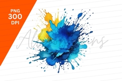 Watercolor Splash Blue And Yellow Clipart Png Product Image 1