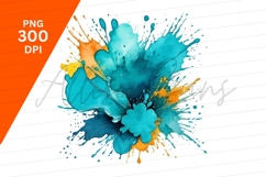 Vibrant Watercolor Paint Splash Clipart Png Product Image 1