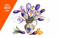 Crocus Flowers In Decorative Vase Clipart Png Product Image 1