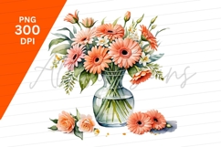 Watercolor Gerbera Daisy Floral Arrangement Still Life Product Image 1