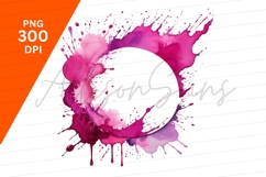 Pink Watercolor Splashes Frame Clipart Png Product Image 1