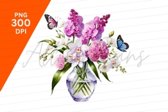 Floral Vase Butterfly Arrangement Clipart Png Product Image 1