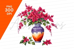 Poinsettia Flowers In Vase Clipart Png Product Image 1